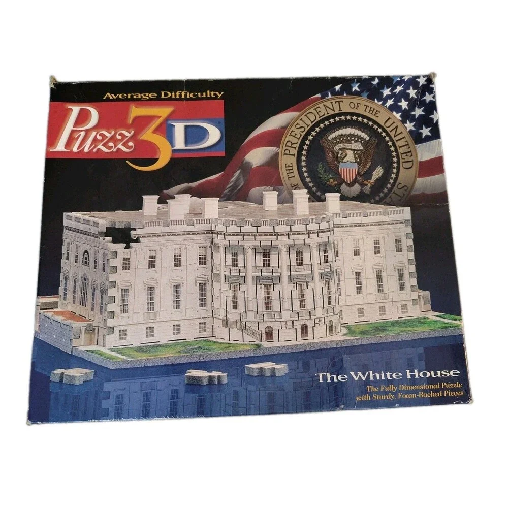 The White House - Puzz 3D  443 Pc Jigsaw - 1994 Hasbro Puzzle America Complete